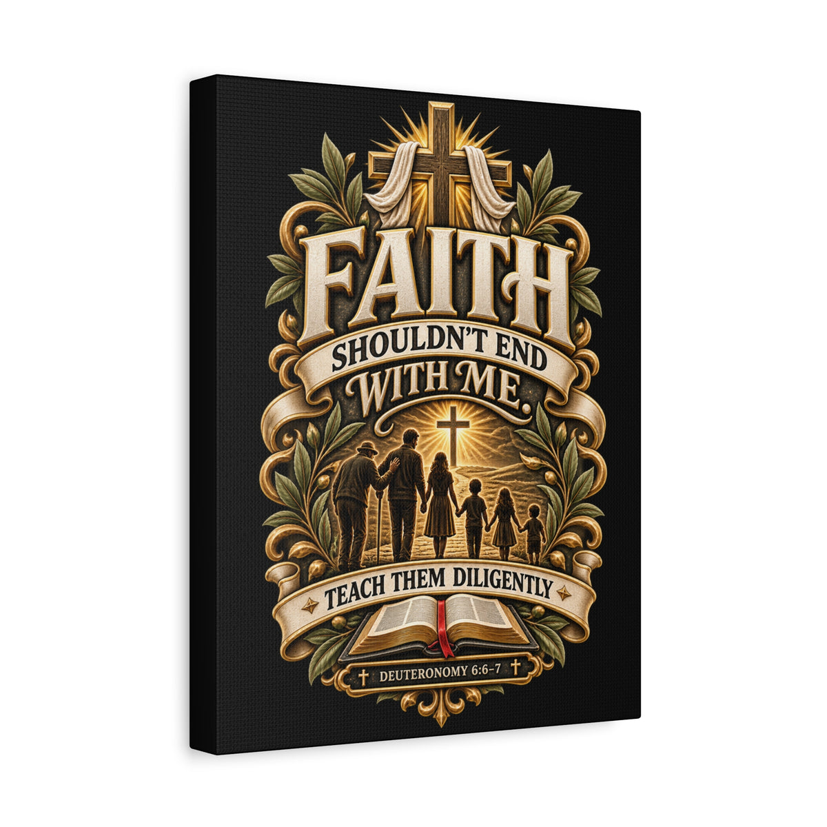 Faith Canvas Wall Art — "Faith Shouldn't End With Me" Christian Family Bible Verse Decor