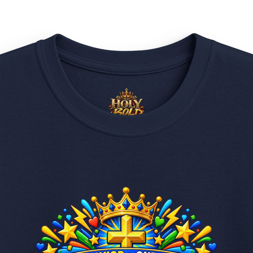 Kids Tee — Bright "Jesus! One Savior, One Name"