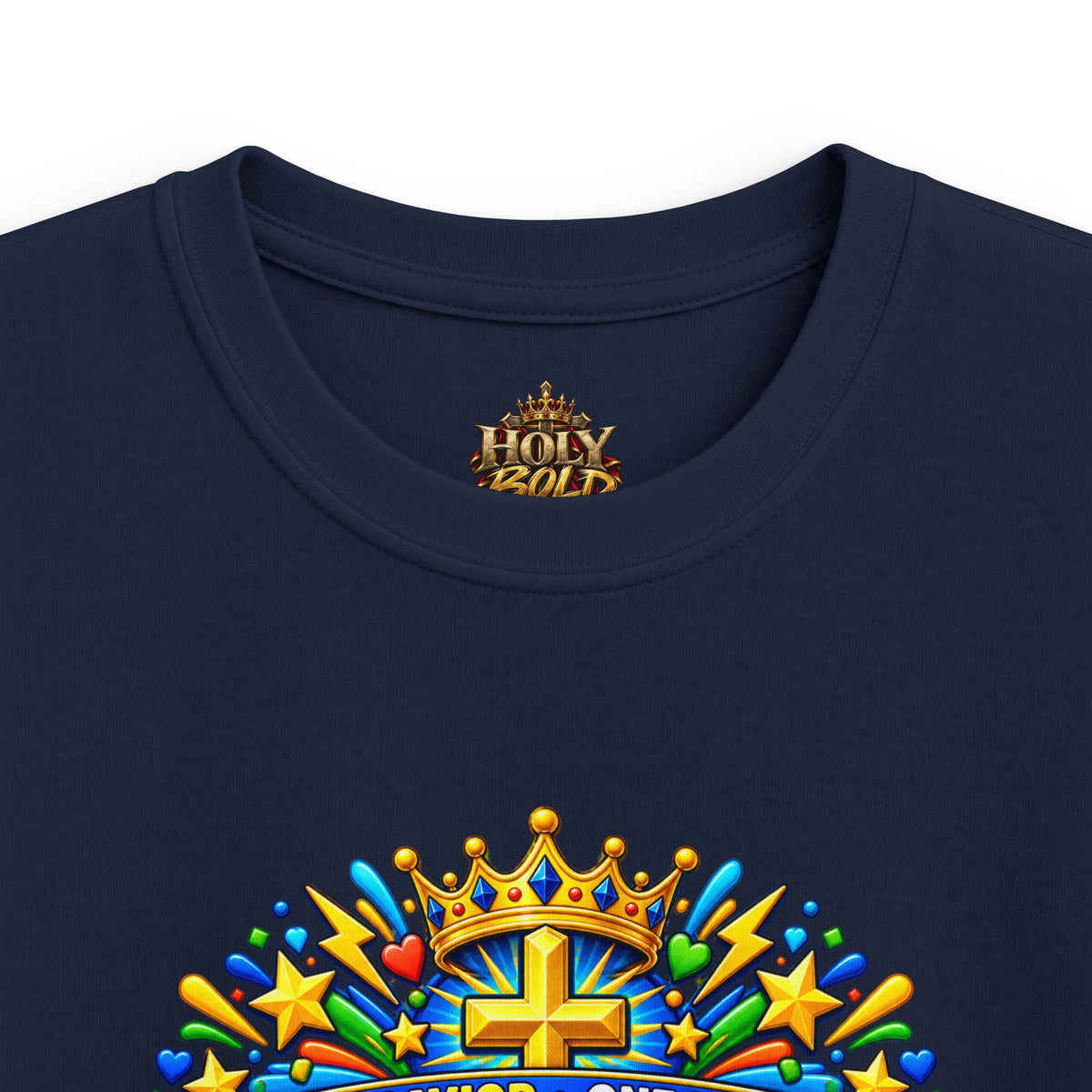 Kids Tee — Bright "Jesus! One Savior, One Name"