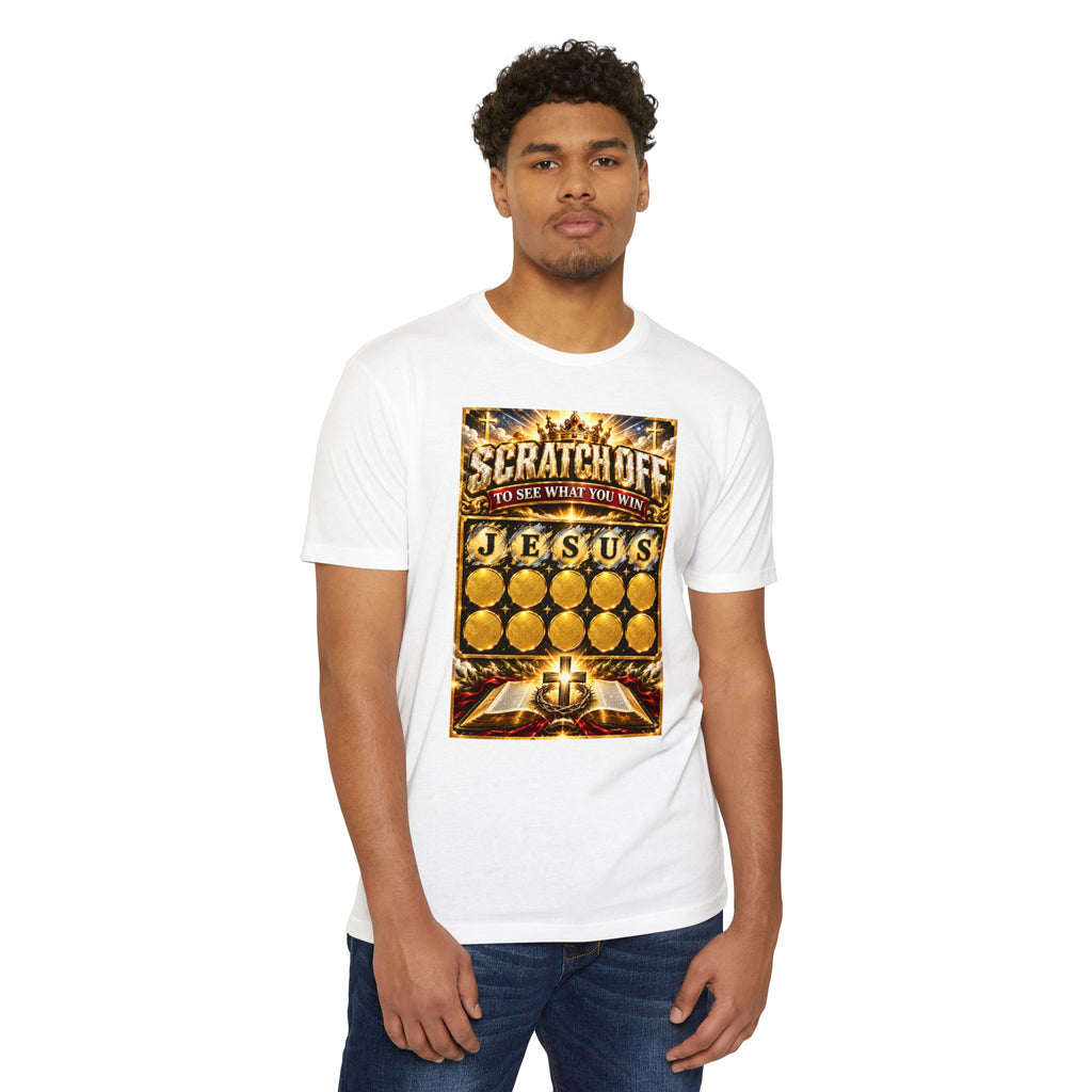 Scratch-Off Faith T-Shirt — "Scratch Off to See What You Win: Jesus" Christian Graphic Tee