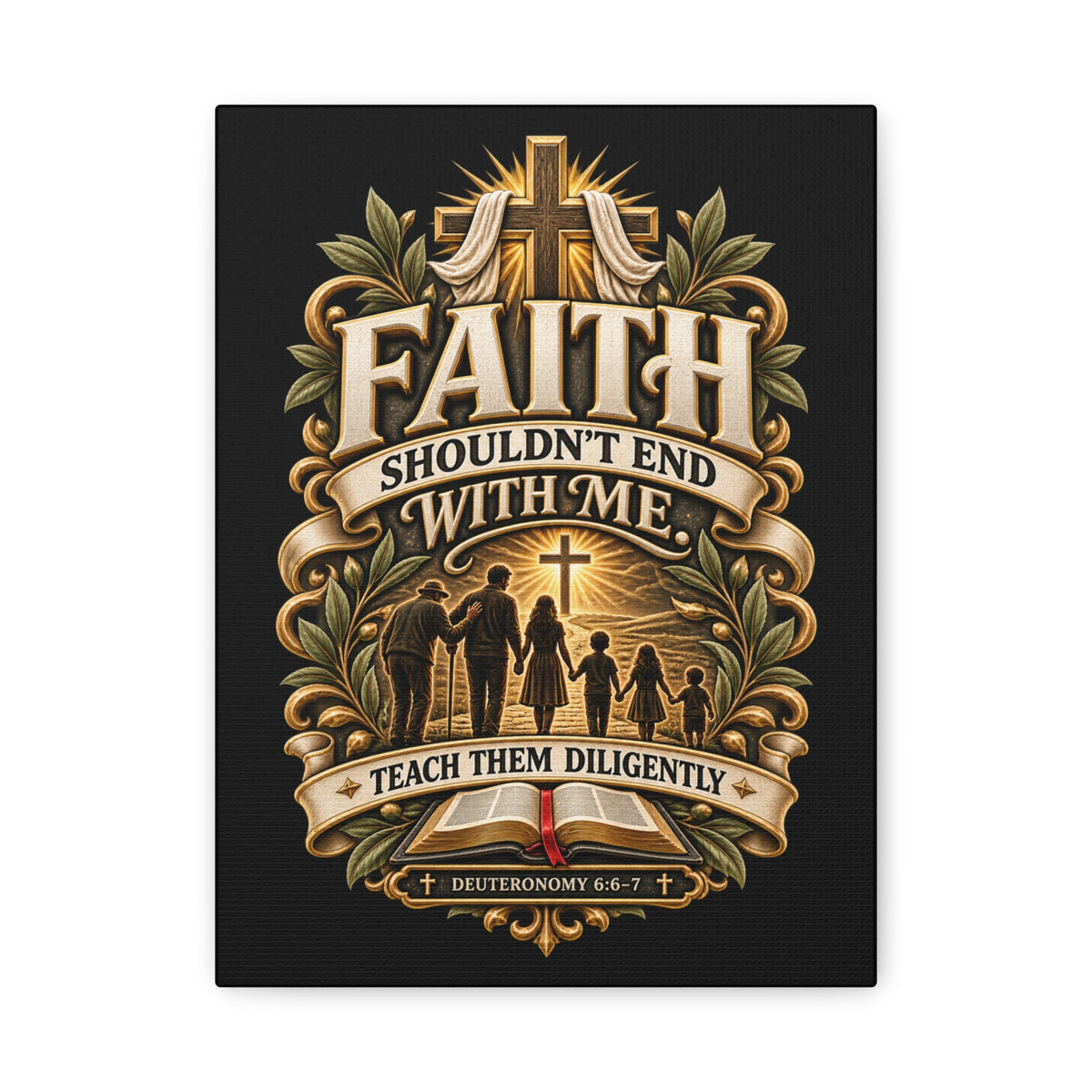 Faith Canvas Wall Art — "Faith Shouldn't End With Me" Christian Family Bible Verse Decor