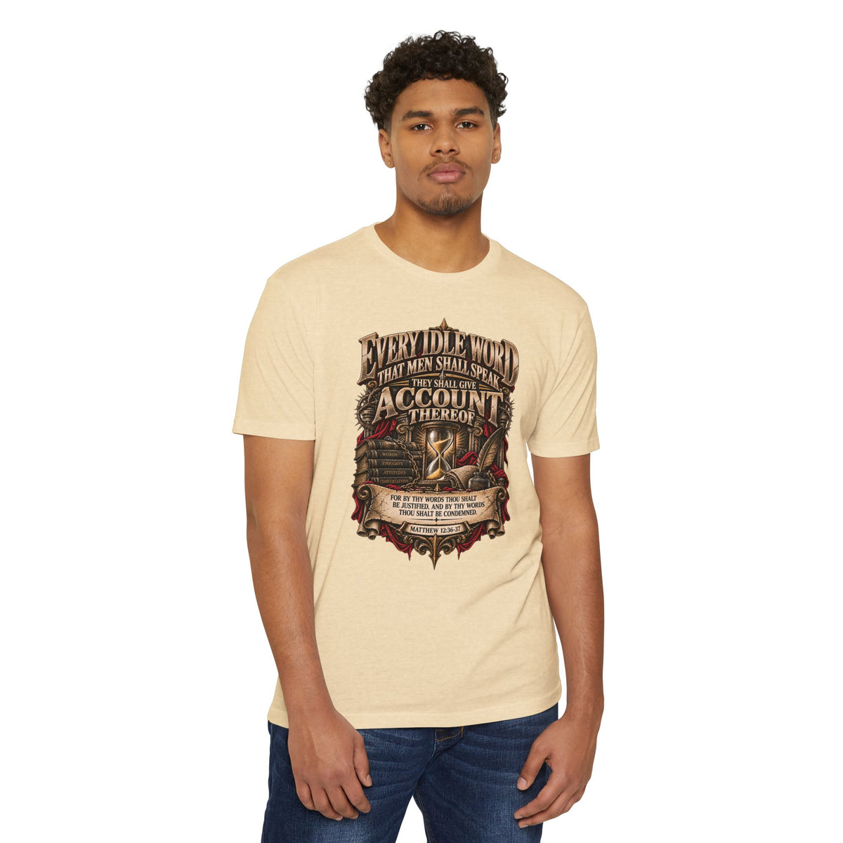 Biblical Verse T-Shirt – “Every Idle Word” Christian Faith Tee