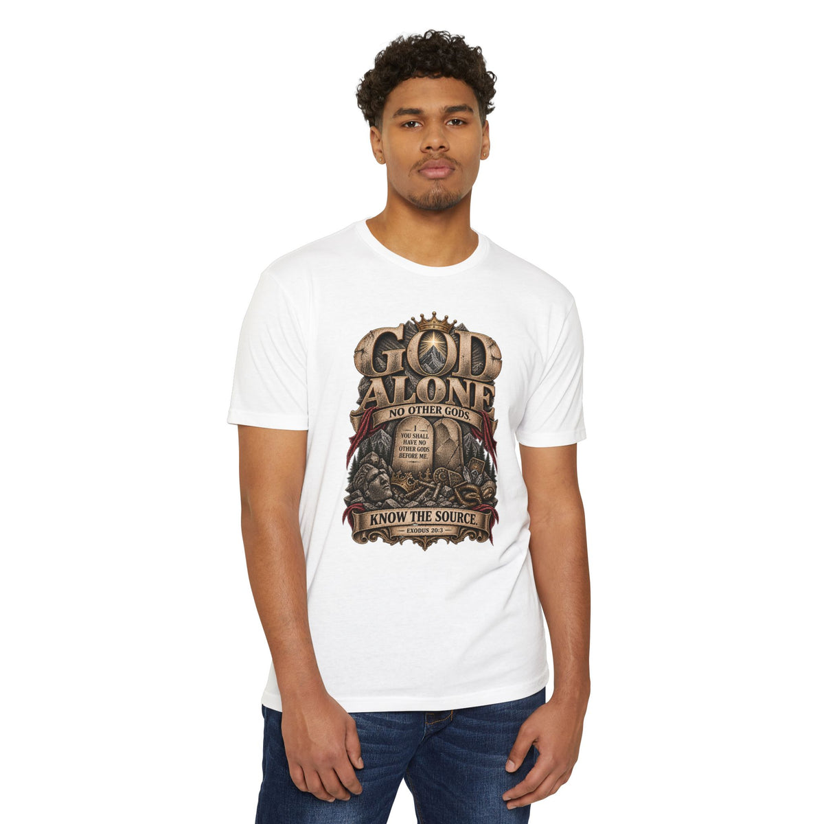 God Alone T-Shirt — "No Other Gods" Vintage Faith Graphic Tee