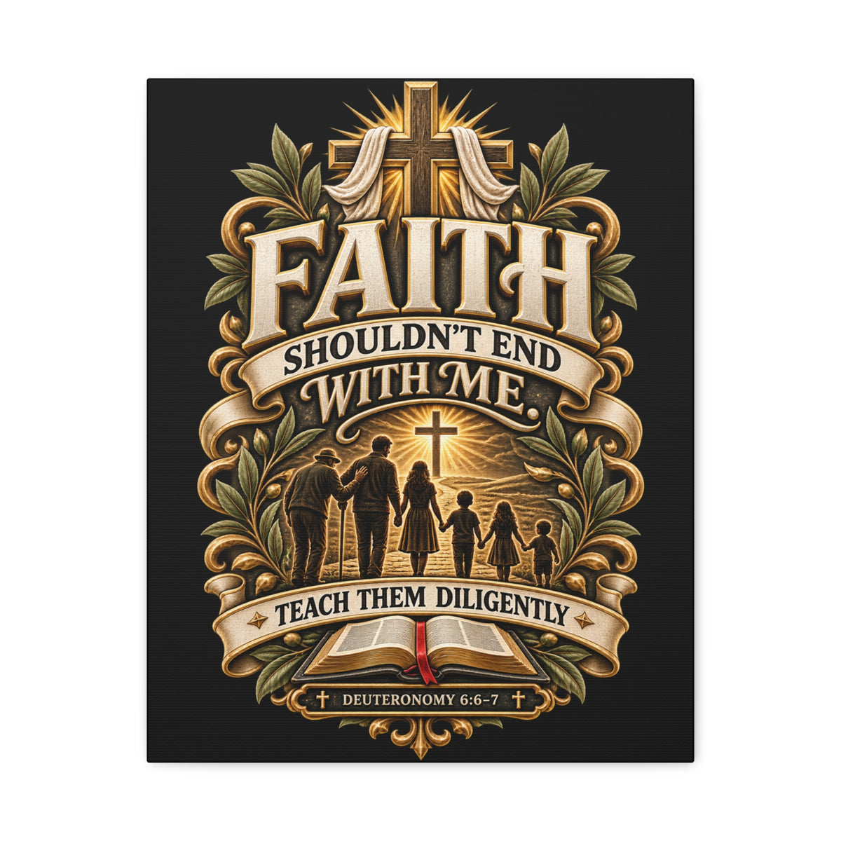 Faith Canvas Wall Art — "Faith Shouldn't End With Me" Christian Family Bible Verse Decor