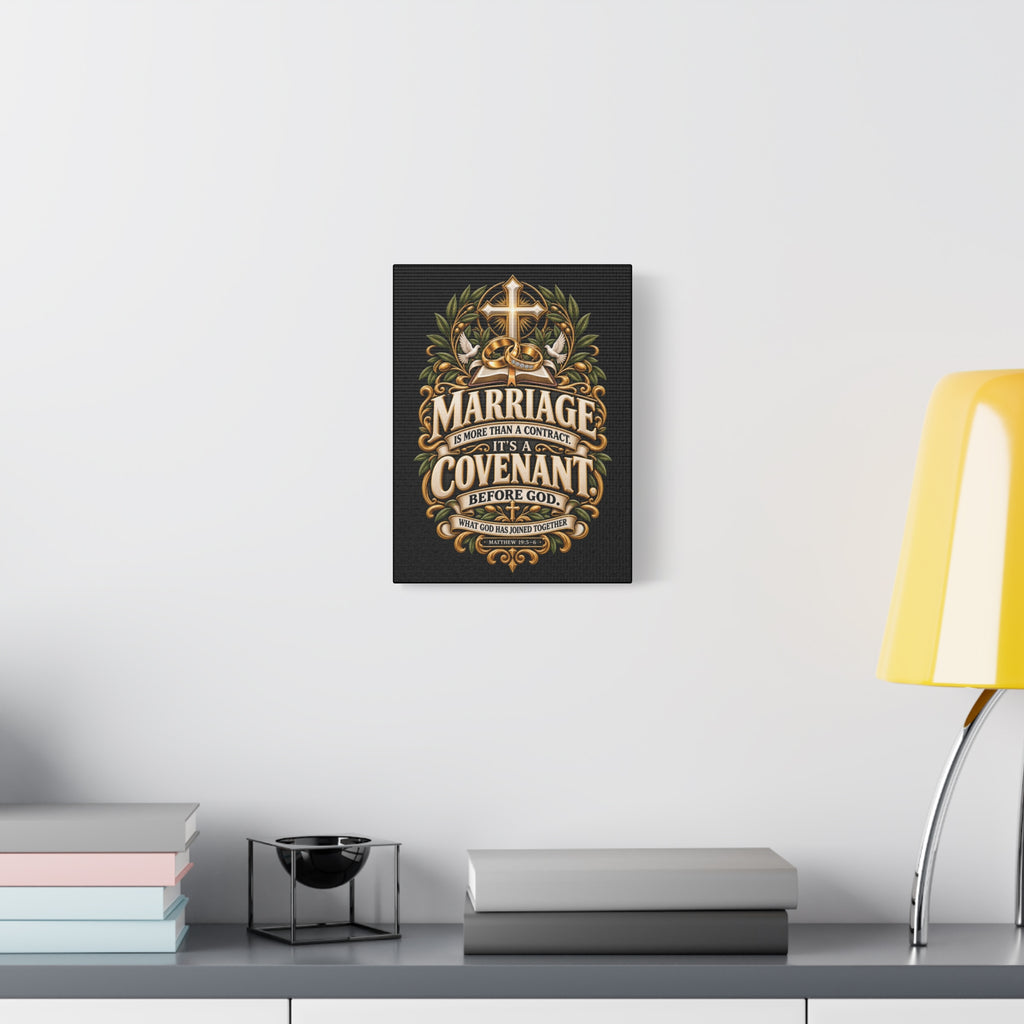 Marriage Covenant Canvas - "Marriage is More Than a Contract, It's a Covenant" Christian Wall Art