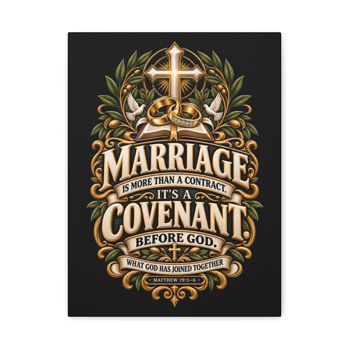 Marriage Covenant Canvas - "Marriage is More Than a Contract, It's a Covenant" Christian Wall Art