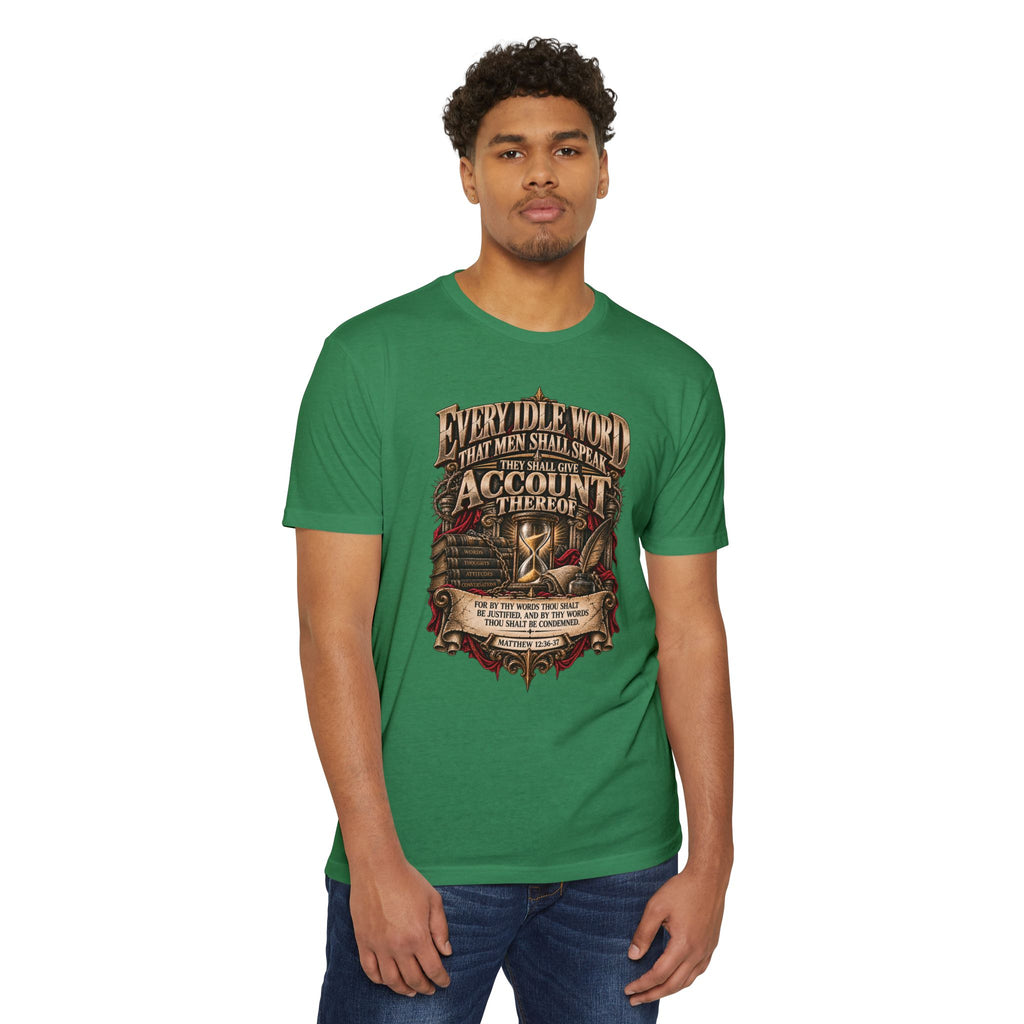 Biblical Verse T-Shirt – “Every Idle Word” Christian Faith Tee