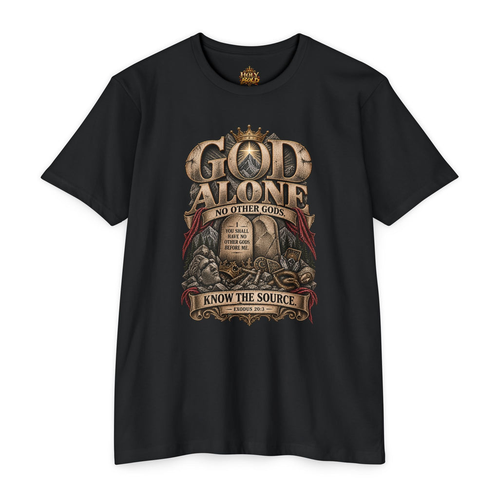 God Alone T-Shirt — "No Other Gods" Vintage Faith Graphic Tee