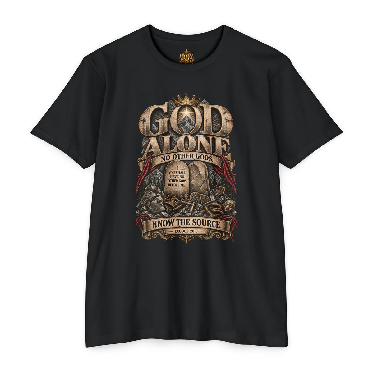 God Alone T-Shirt — "No Other Gods" Vintage Faith Graphic Tee