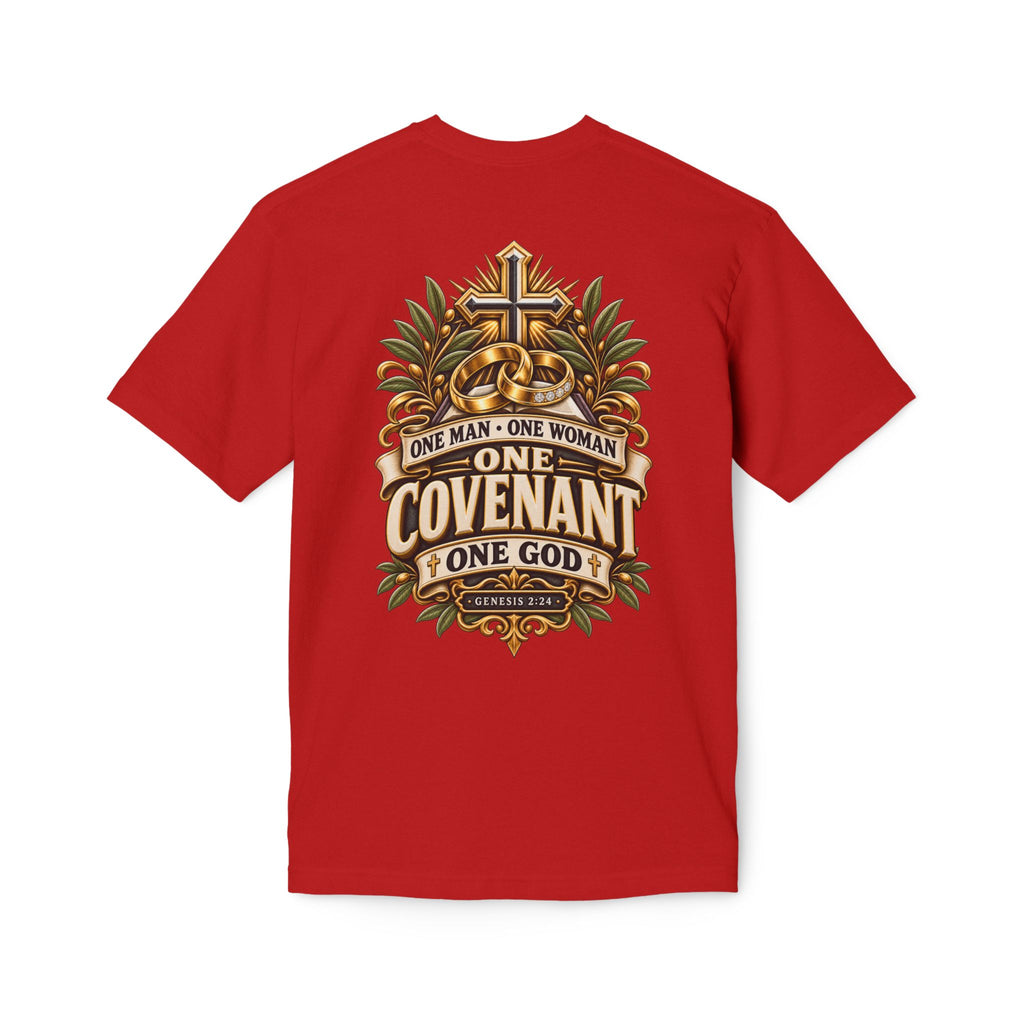 One Covenant T-Shirt — “One Man • One Woman • One God” Christian Marriage Tee