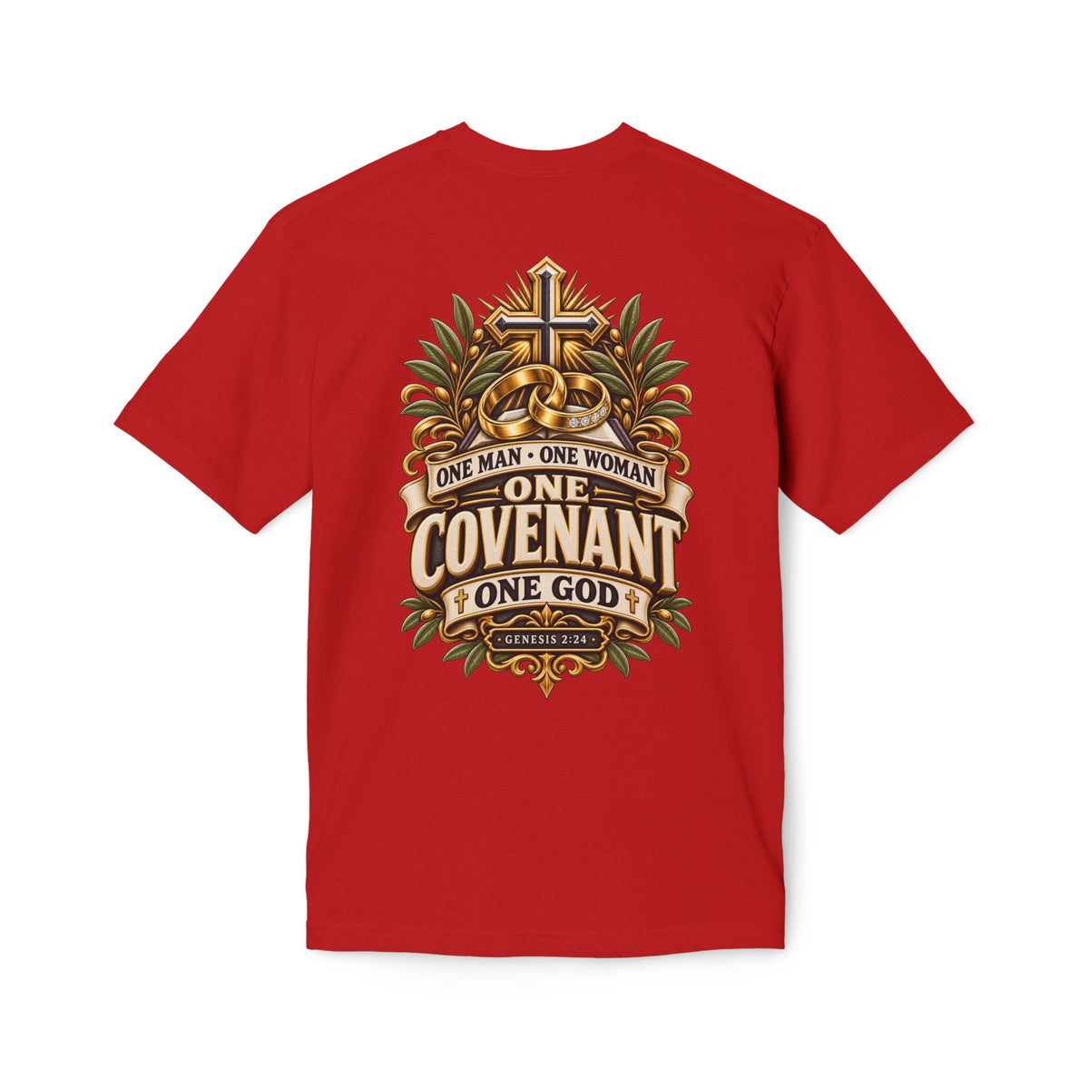 One Covenant T-Shirt — “One Man • One Woman • One God” Christian Marriage Tee