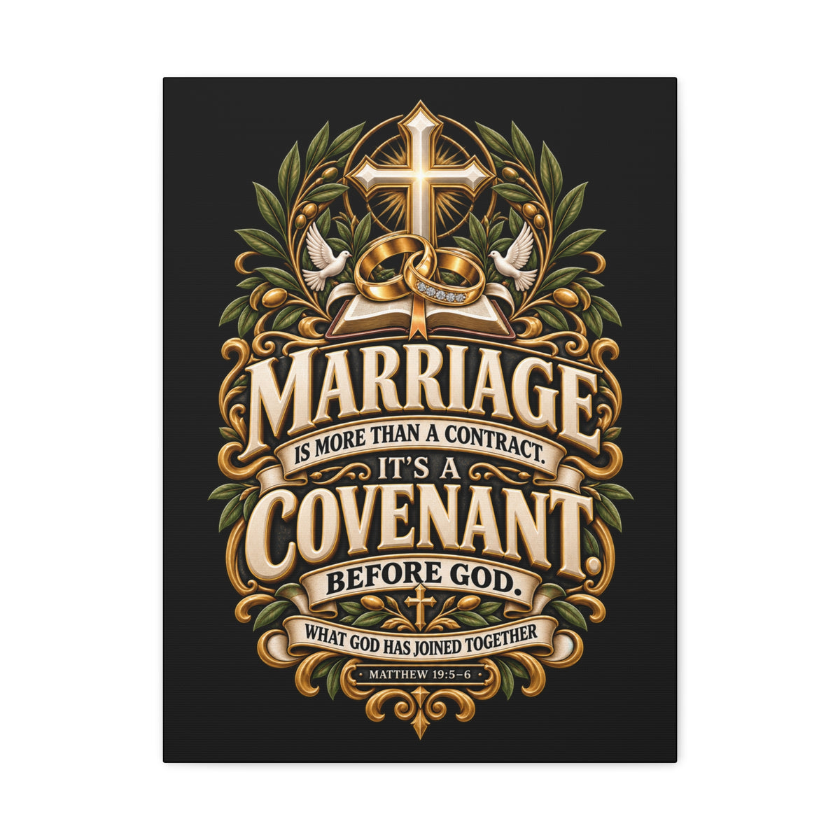 Marriage Covenant Canvas - "Marriage is More Than a Contract, It's a Covenant" Christian Wall Art