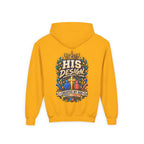 Youth Hoodie — "His Design, Created by God"