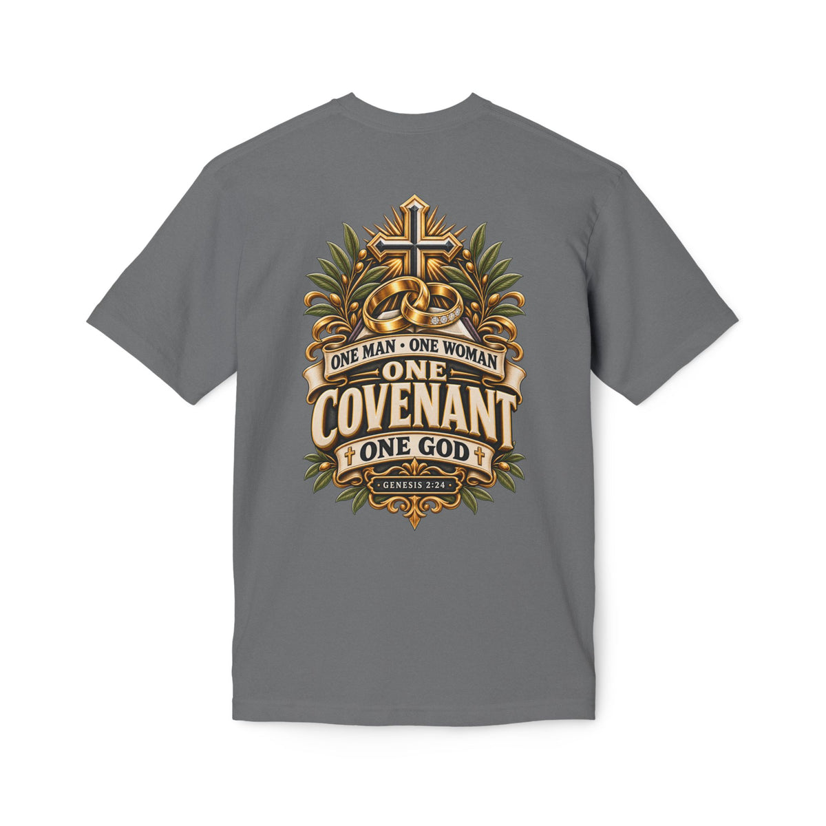 One Covenant T-Shirt — “One Man • One Woman • One God” Christian Marriage Tee