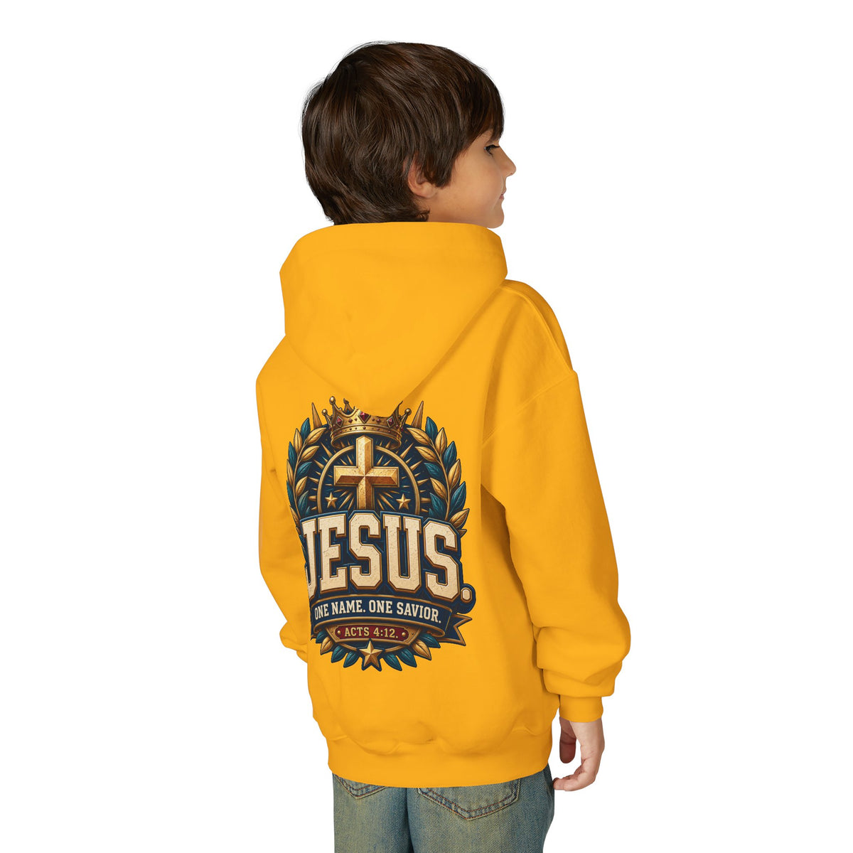 Youth Hoodie – "Jesus: One Name, One Savior"