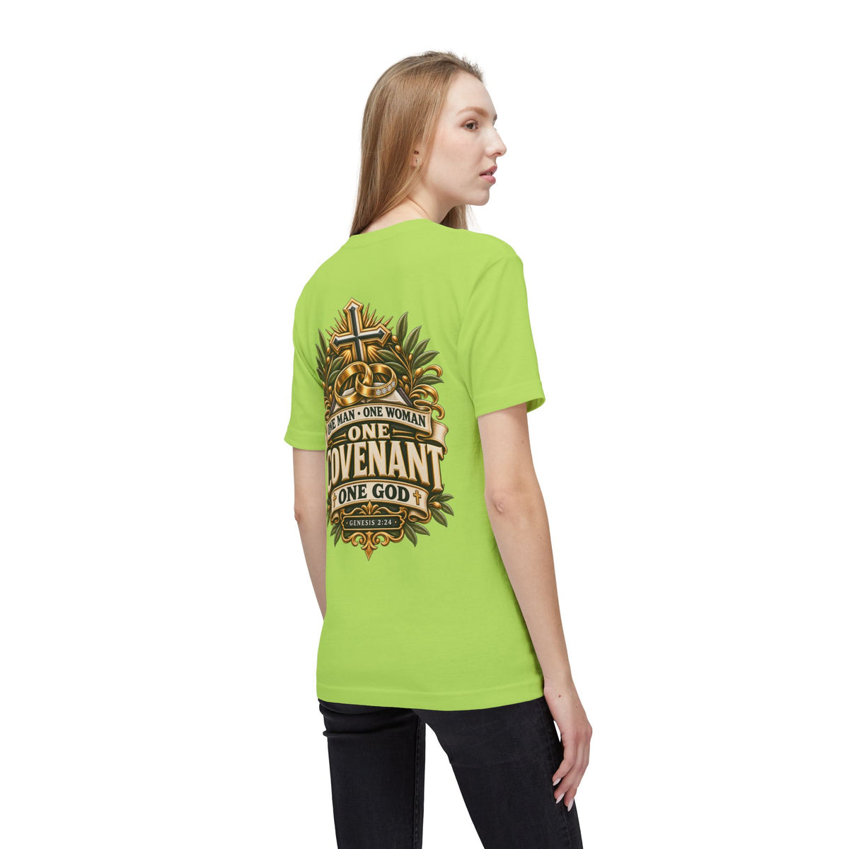 One Covenant T-Shirt — “One Man • One Woman • One God” Christian Marriage Tee