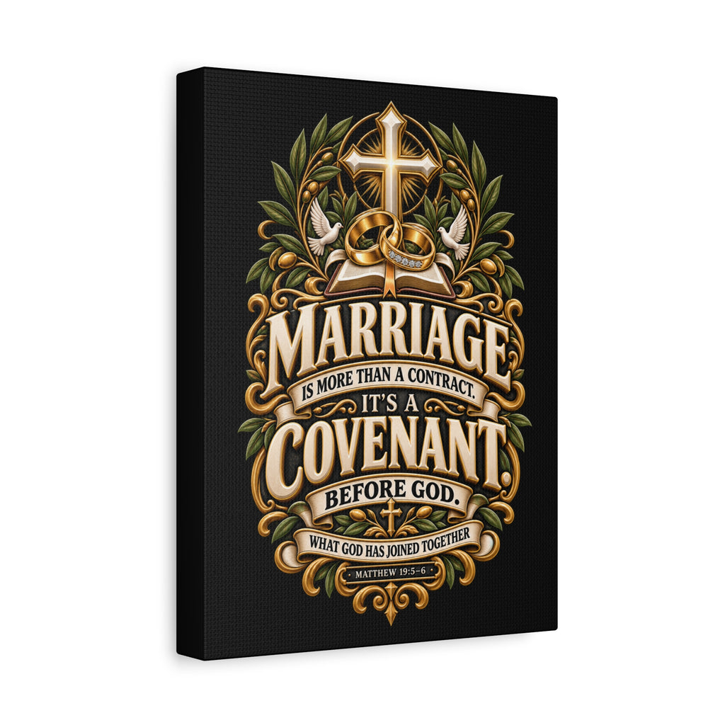 Marriage Covenant Canvas - "Marriage is More Than a Contract, It's a Covenant" Christian Wall Art