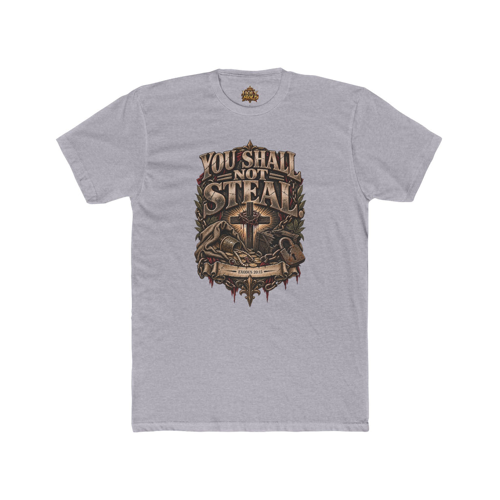 You Shall Not Steal Graphic Tee — Vintage Cross & Scripture Design