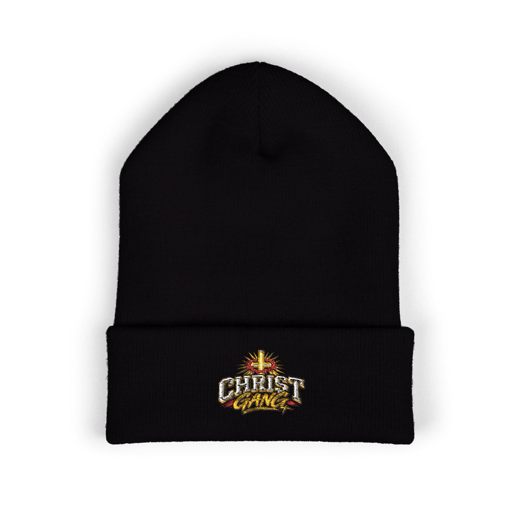 Embroidered Red Christ Gang Cuffed Beanie