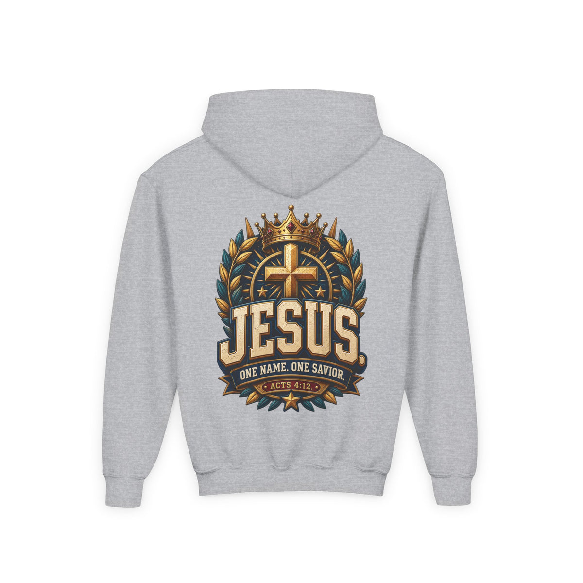 Youth Hoodie – "Jesus: One Name, One Savior"
