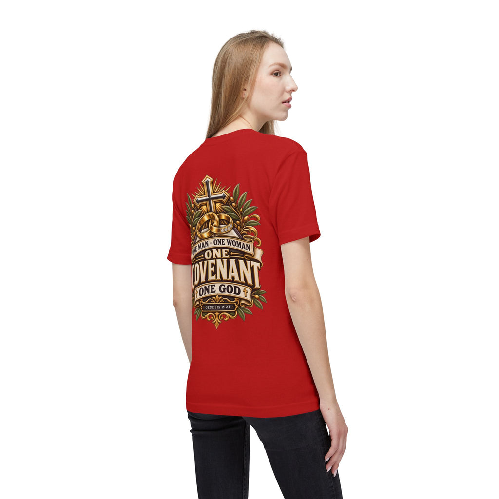 One Covenant T-Shirt — “One Man • One Woman • One God” Christian Marriage Tee