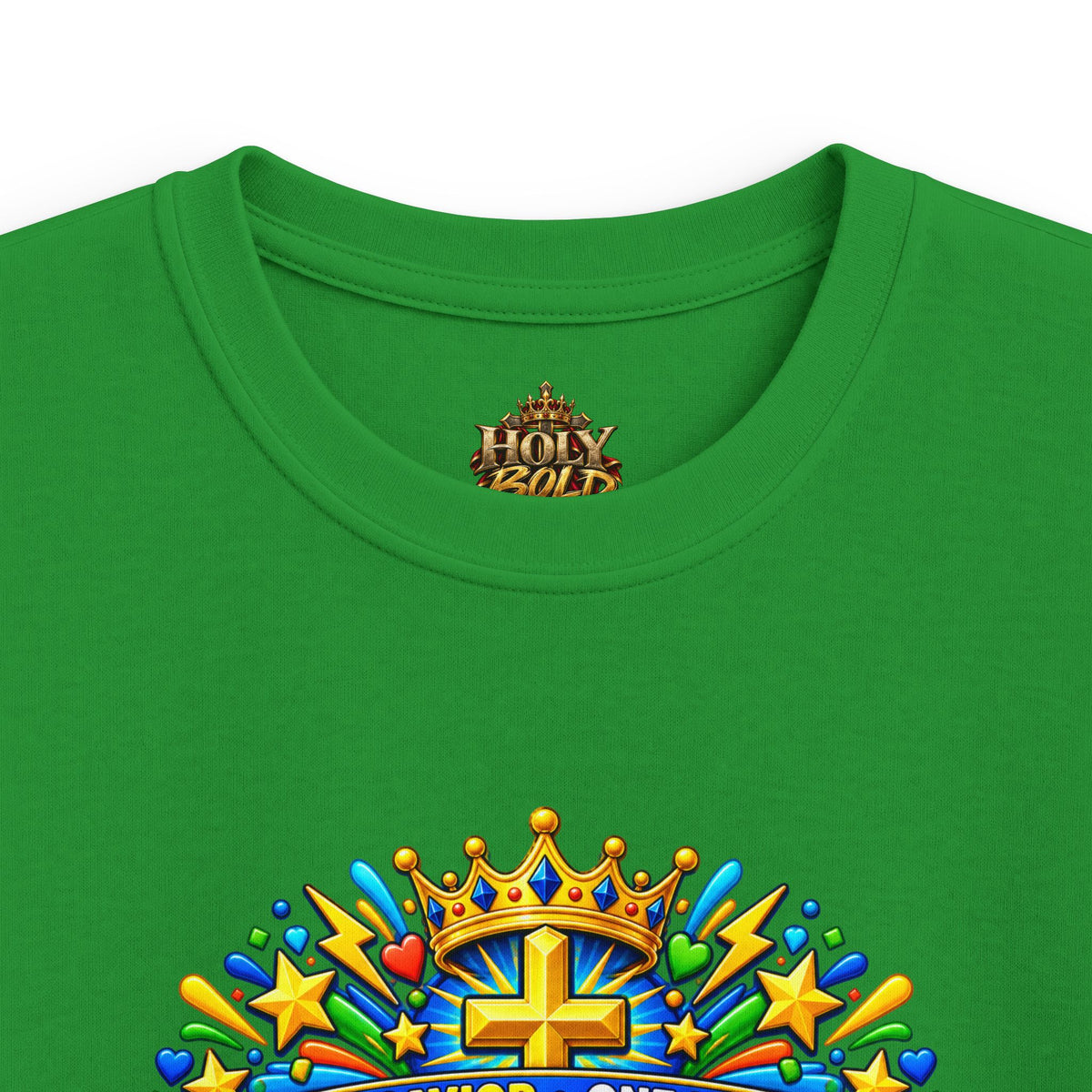 Kids Tee — Bright "Jesus! One Savior, One Name"