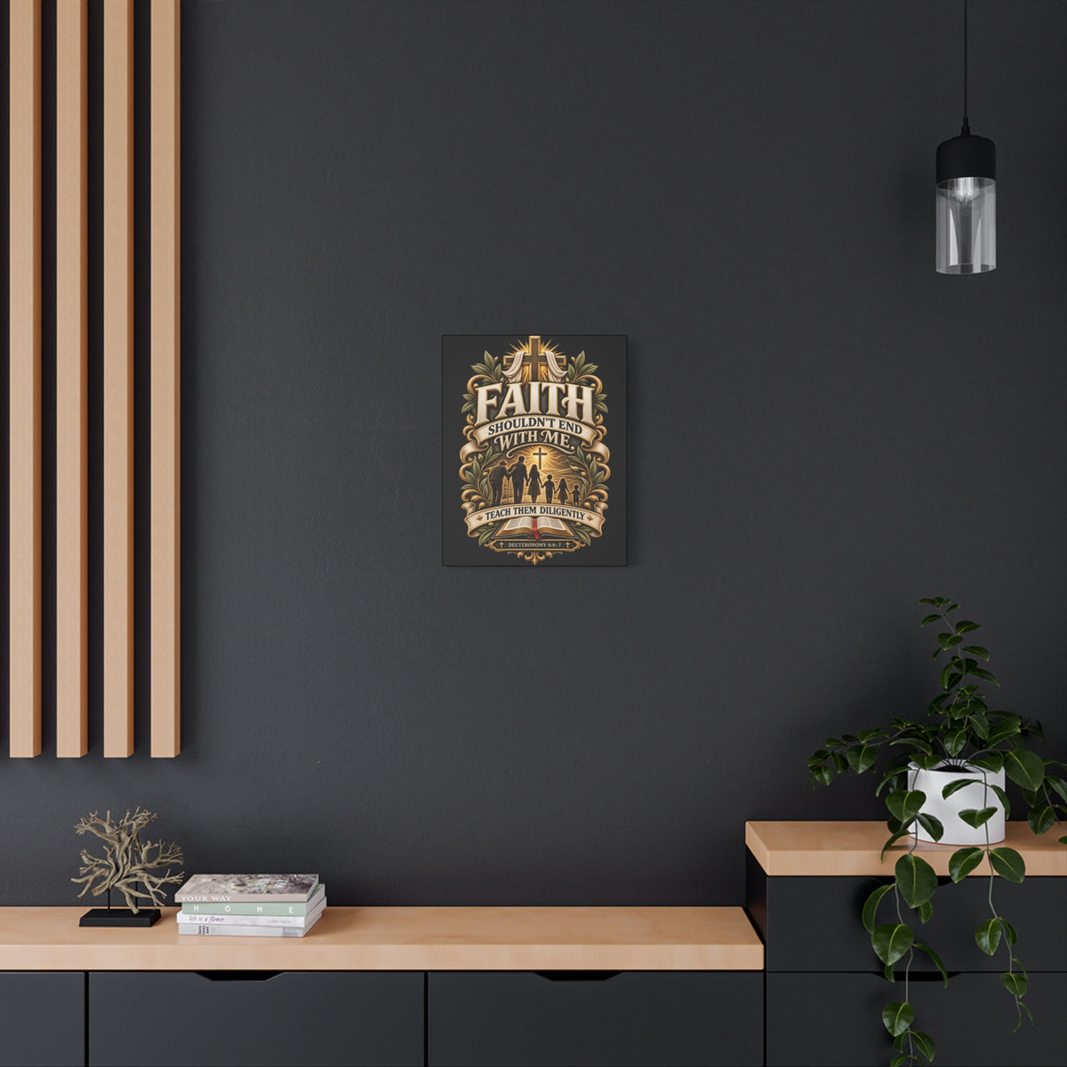 Faith Canvas Wall Art — "Faith Shouldn't End With Me" Christian Family Bible Verse Decor