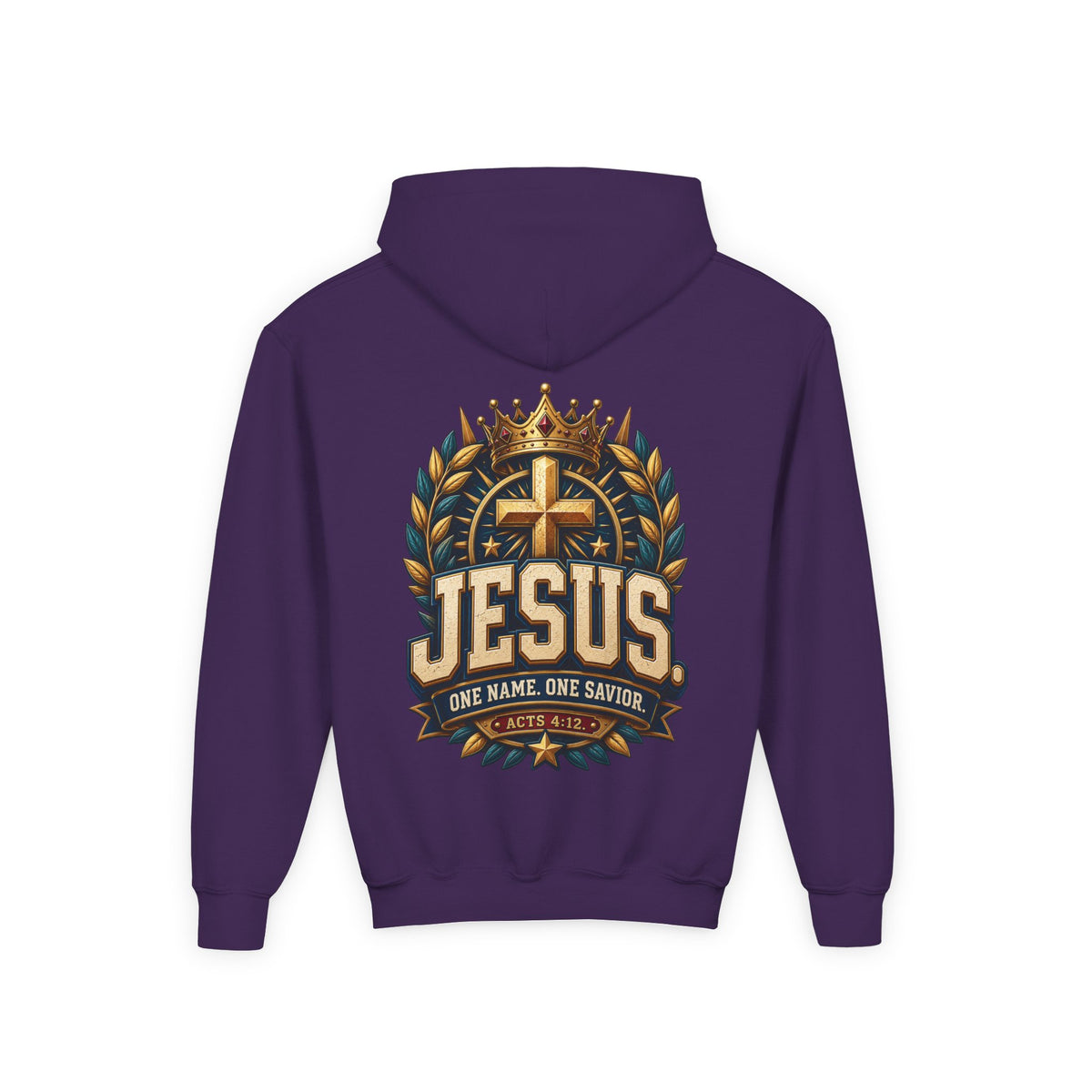 Youth Hoodie – "Jesus: One Name, One Savior"