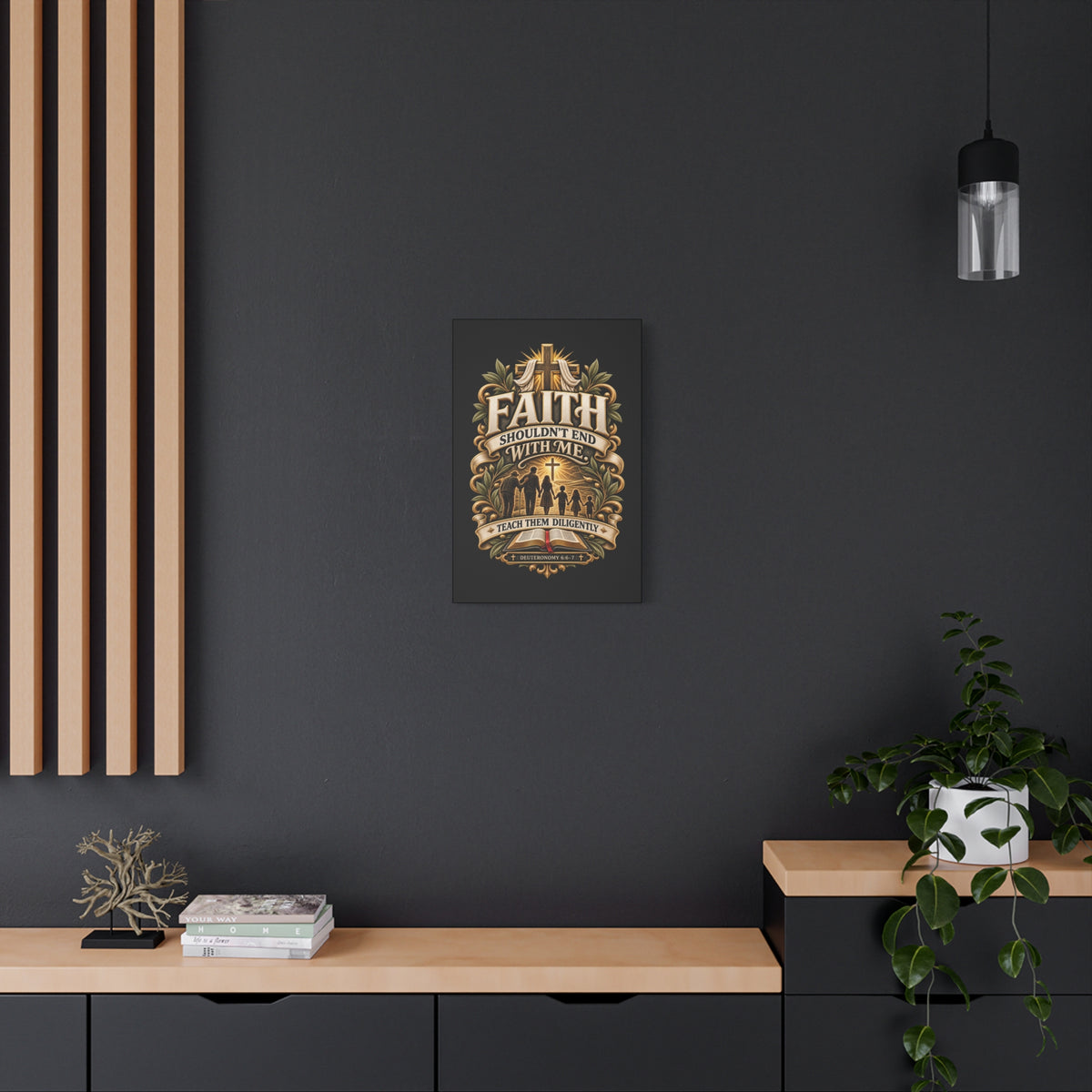 Faith Canvas Wall Art — "Faith Shouldn't End With Me" Christian Family Bible Verse Decor