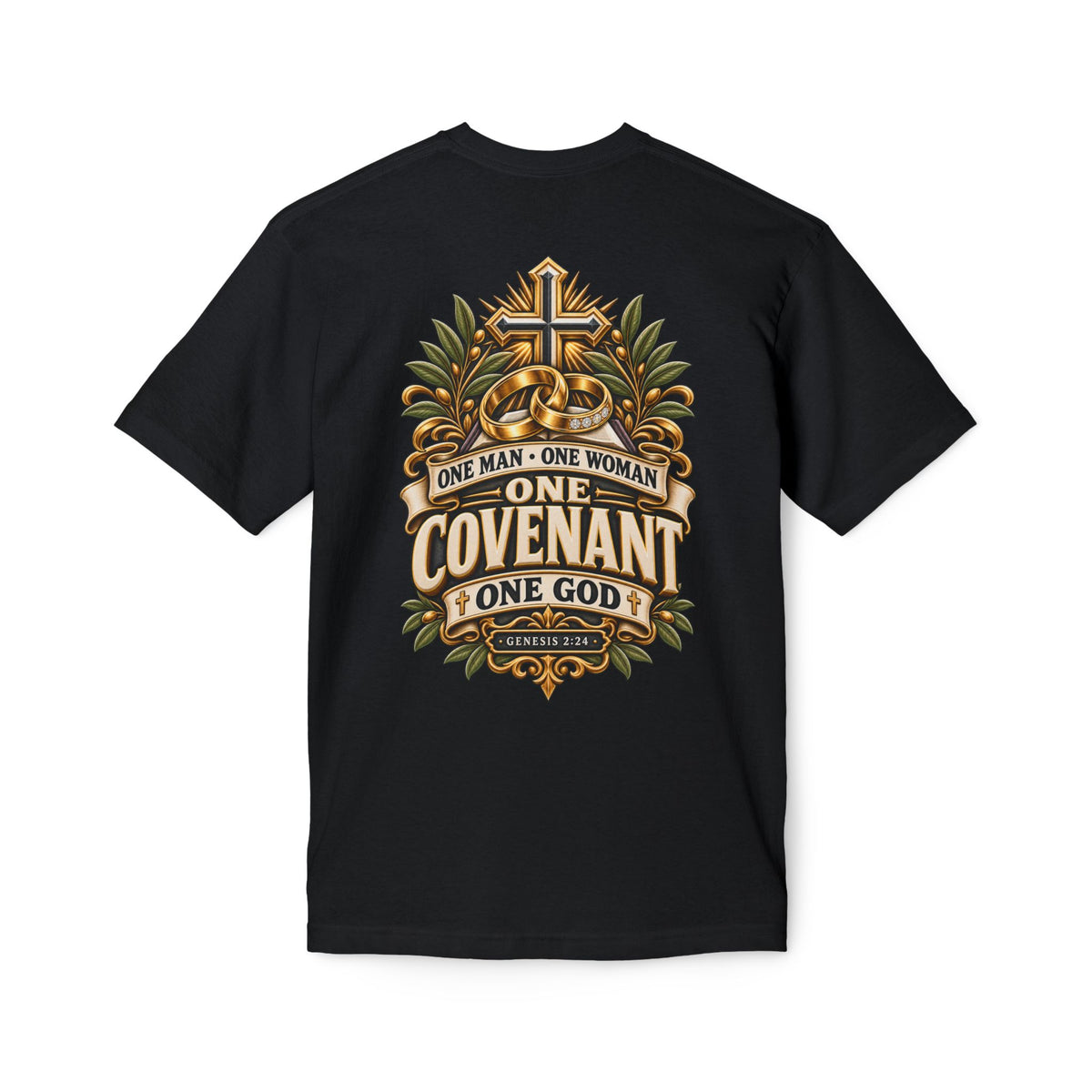 One Covenant T-Shirt — “One Man • One Woman • One God” Christian Marriage Tee