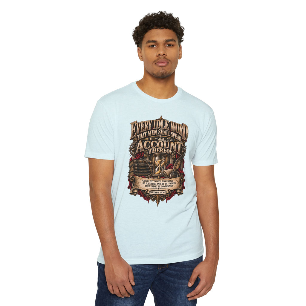 Biblical Verse T-Shirt – “Every Idle Word” Christian Faith Tee