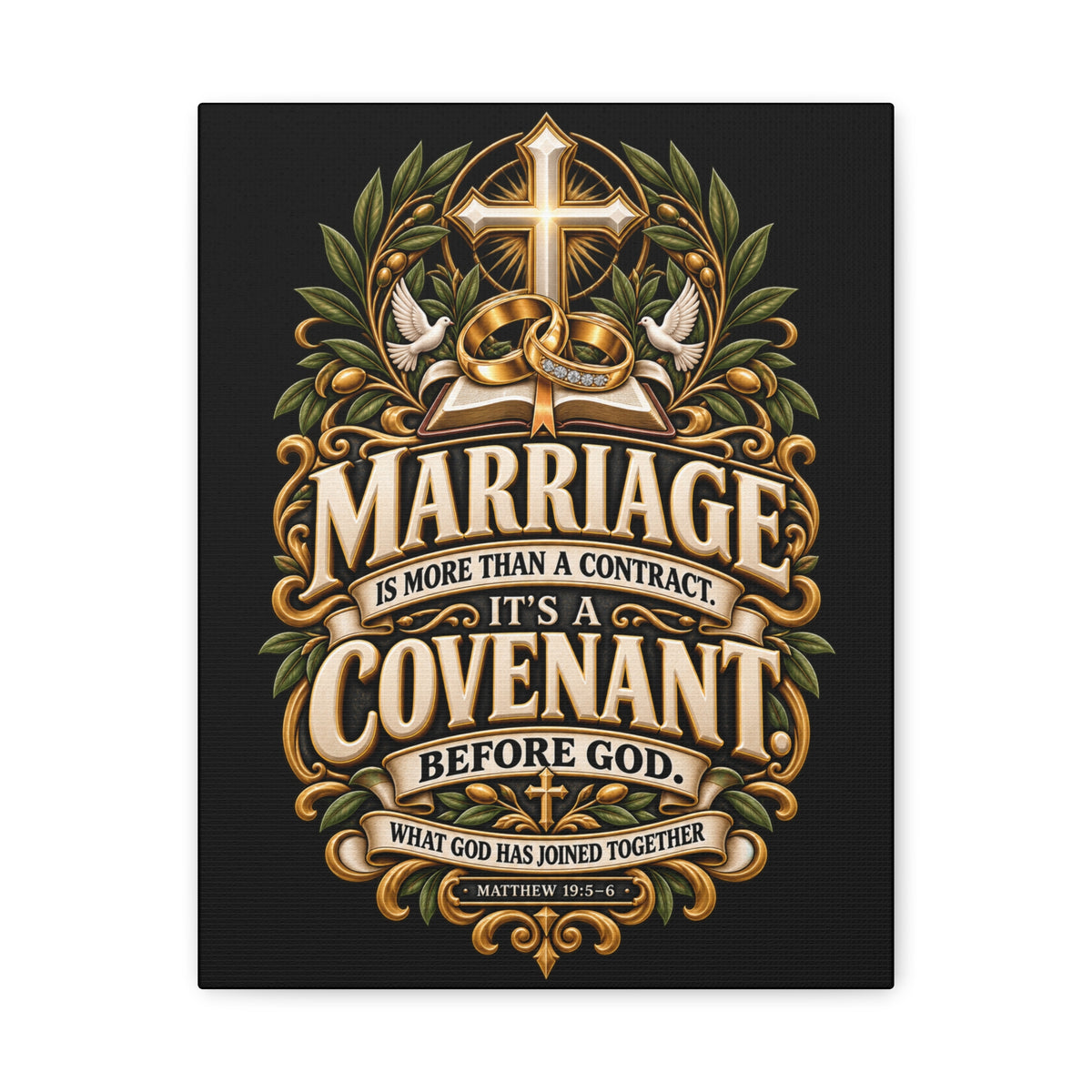 Marriage Covenant Canvas - "Marriage is More Than a Contract, It's a Covenant" Christian Wall Art
