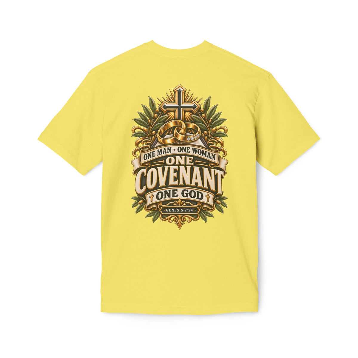 One Covenant T-Shirt — “One Man • One Woman • One God” Christian Marriage Tee