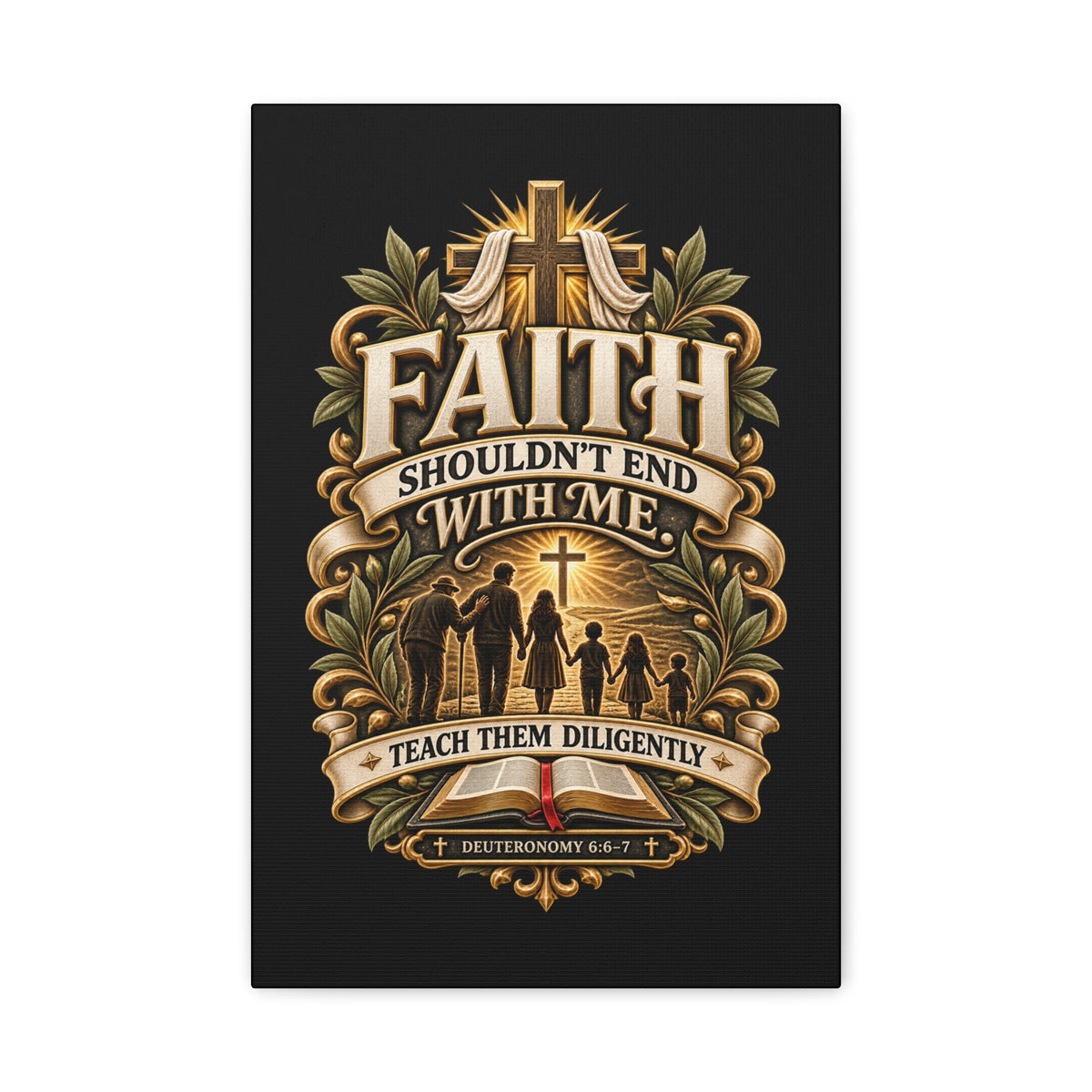 Faith Canvas Wall Art — "Faith Shouldn't End With Me" Christian Family Bible Verse Decor