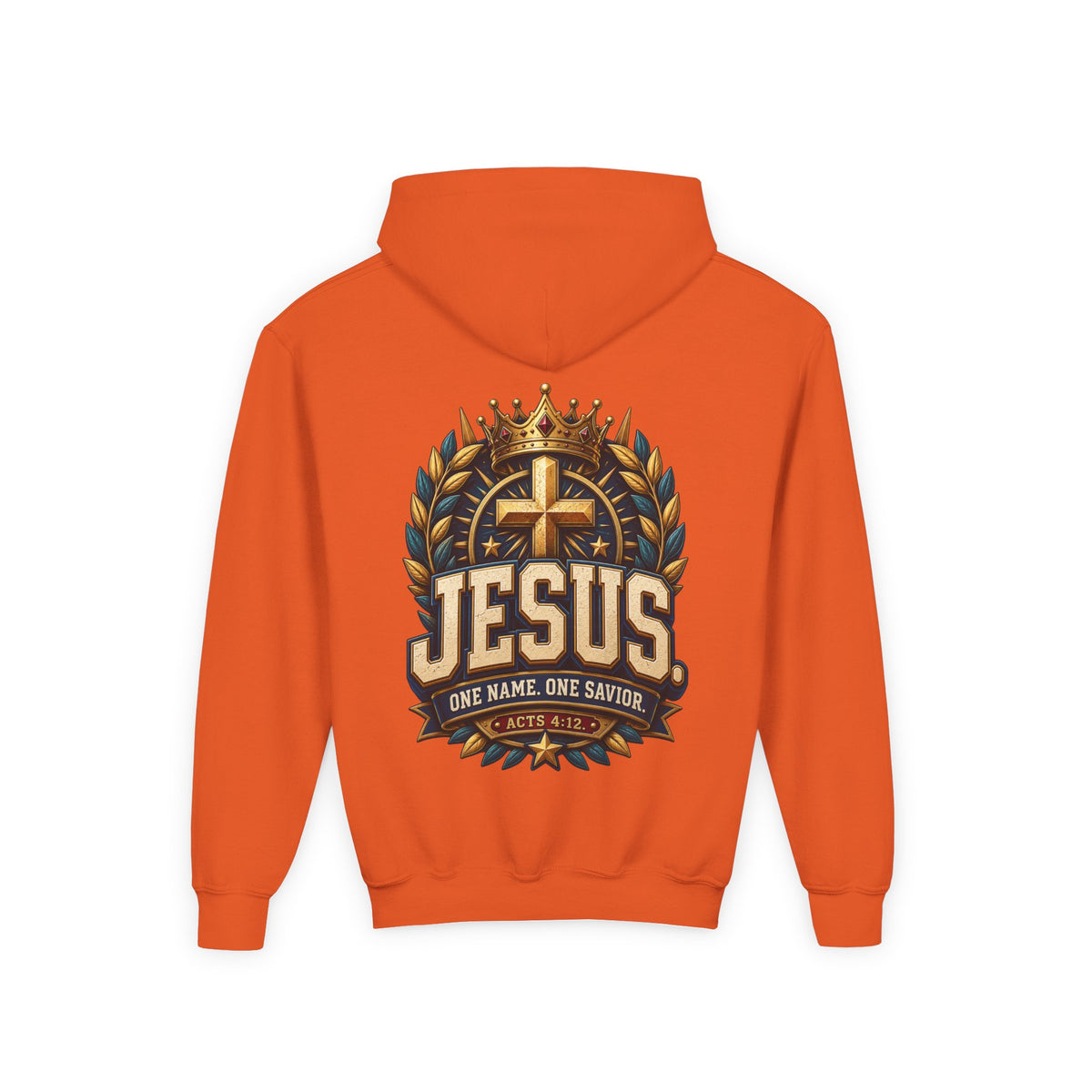 Youth Hoodie – "Jesus: One Name, One Savior"
