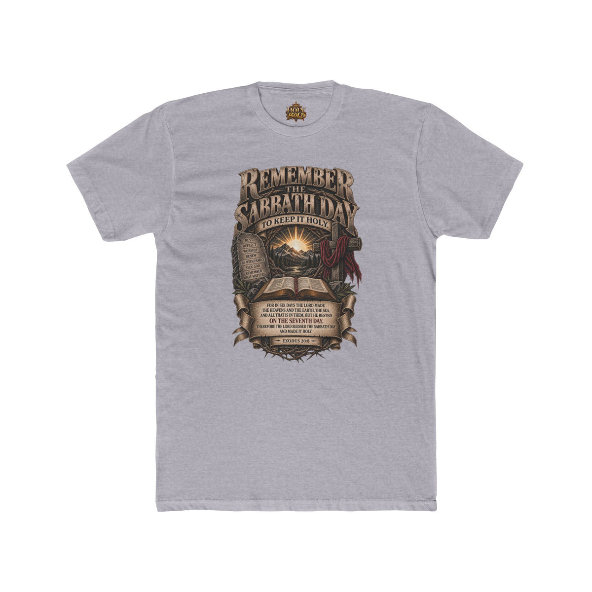 Remember Sabbath Day Tee – Vintage Religious Scripture T-Shirt (Remember the Sabbath Day)