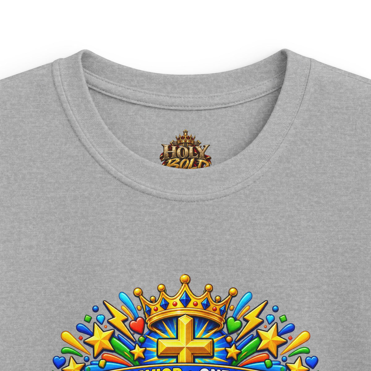 Kids Tee — Bright "Jesus! One Savior, One Name"