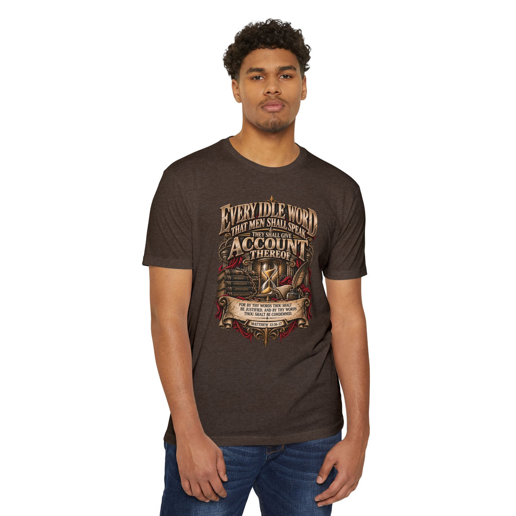 Biblical Verse T-Shirt – “Every Idle Word” Christian Faith Tee