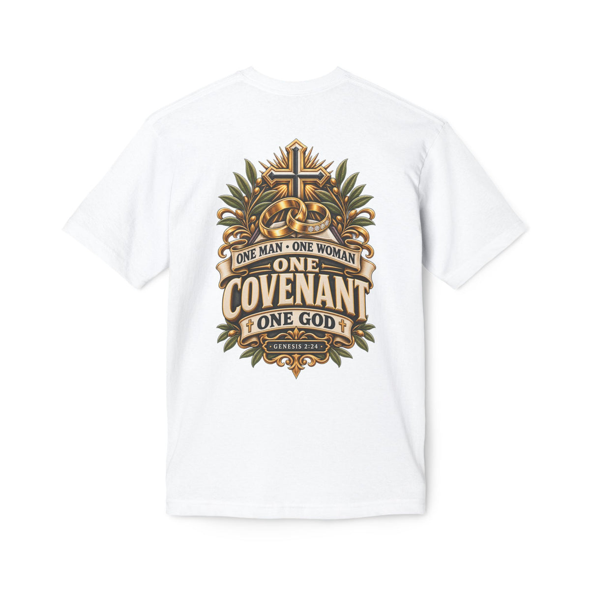 One Covenant T-Shirt — “One Man • One Woman • One God” Christian Marriage Tee