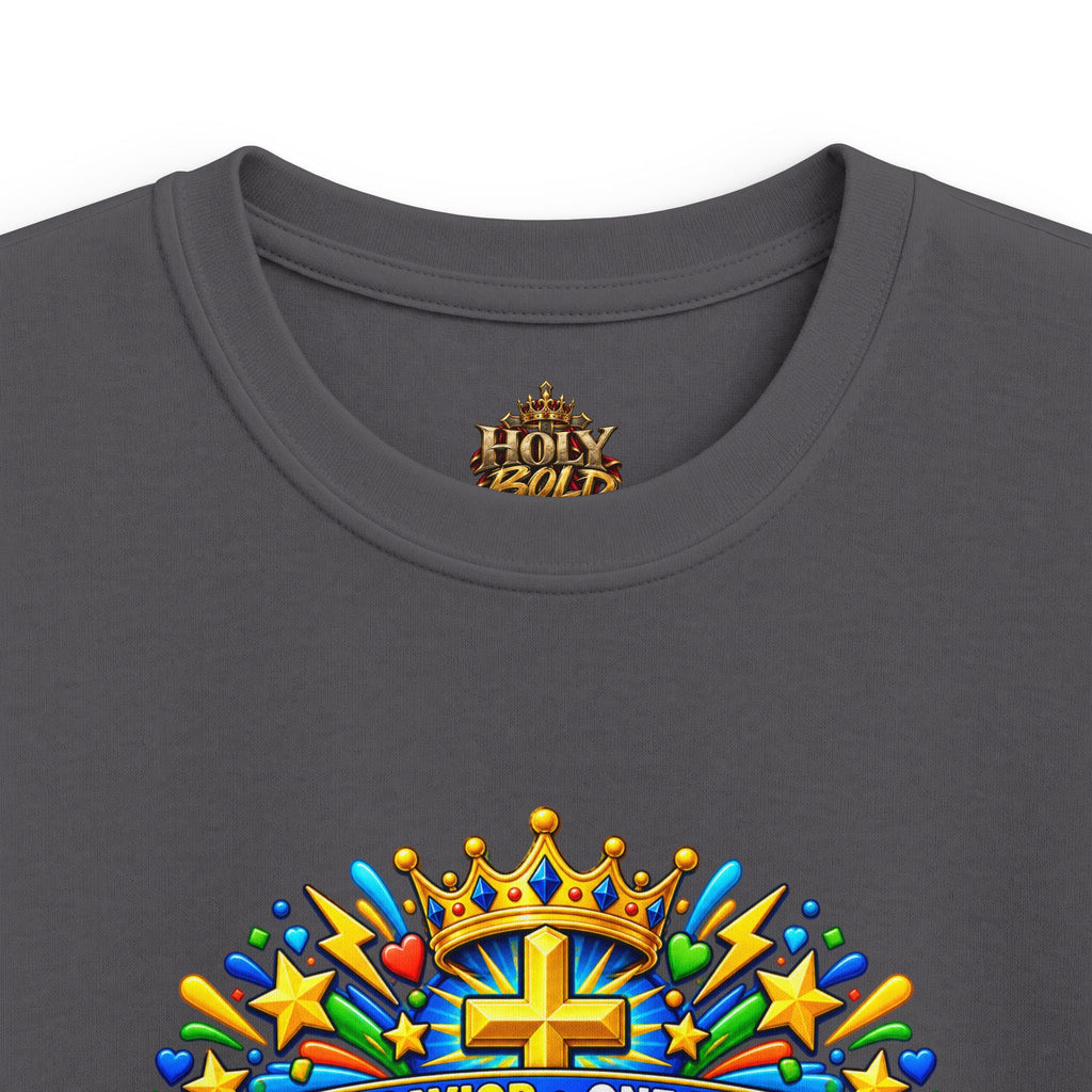 Kids Tee — Bright "Jesus! One Savior, One Name"