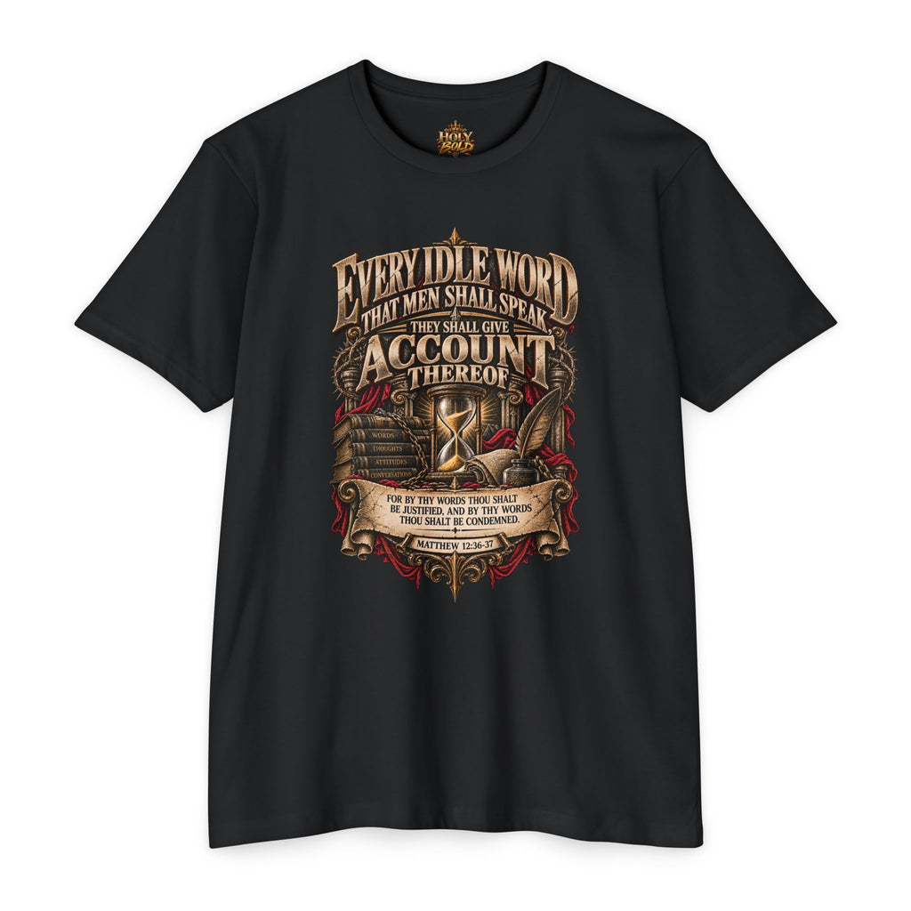 Biblical Verse T-Shirt – “Every Idle Word” Christian Faith Tee