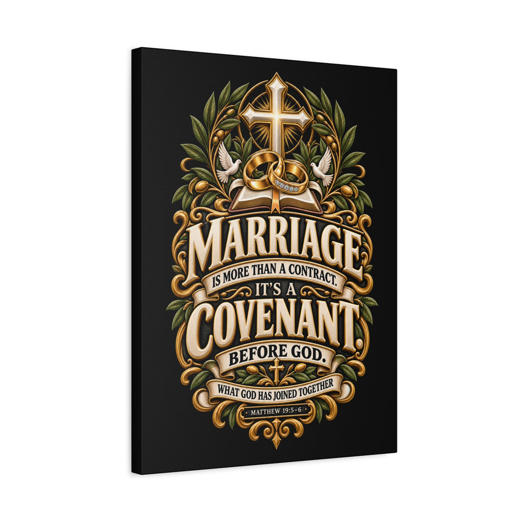 Marriage Covenant Canvas - "Marriage is More Than a Contract, It's a Covenant" Christian Wall Art