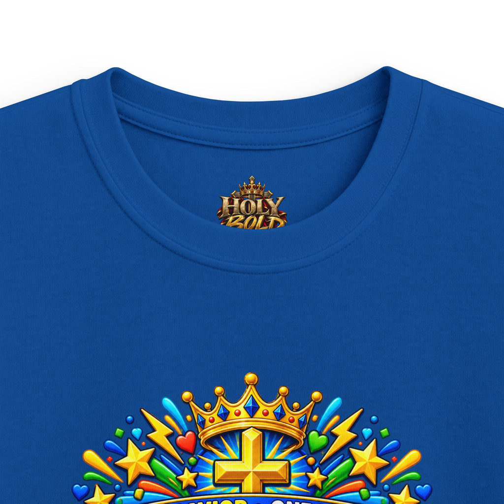 Kids Tee — Bright "Jesus! One Savior, One Name"
