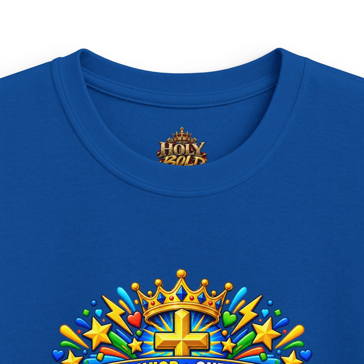 Kids Tee — Bright "Jesus! One Savior, One Name"