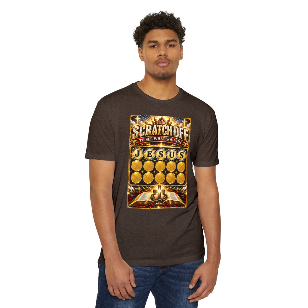 Scratch-Off Faith T-Shirt — "Scratch Off to See What You Win: Jesus" Christian Graphic Tee