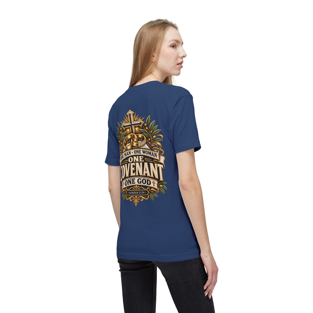 One Covenant T-Shirt — “One Man • One Woman • One God” Christian Marriage Tee