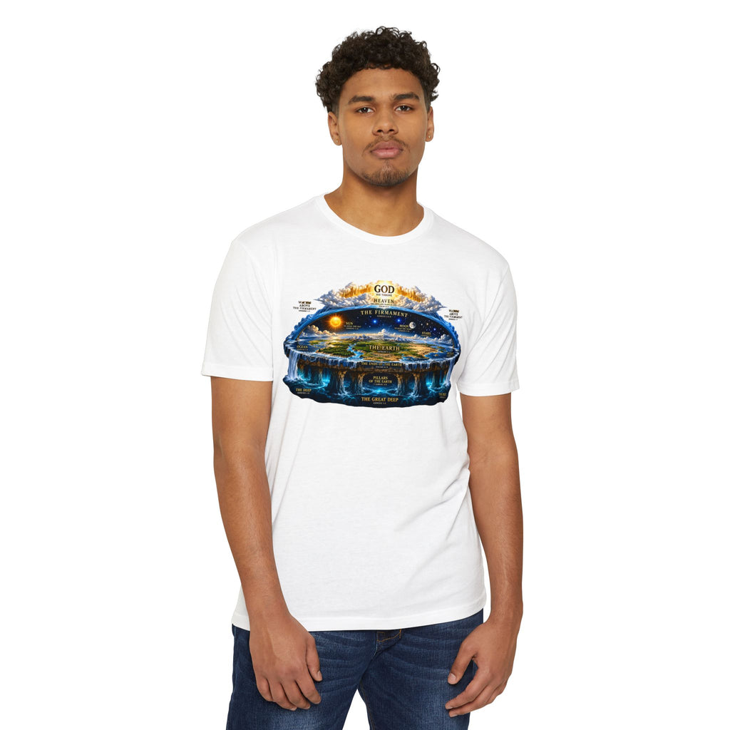 Biblical Flat Earth Illustration T-Shirt — 'God Created the Heavens and the Earth' Graphic Tee