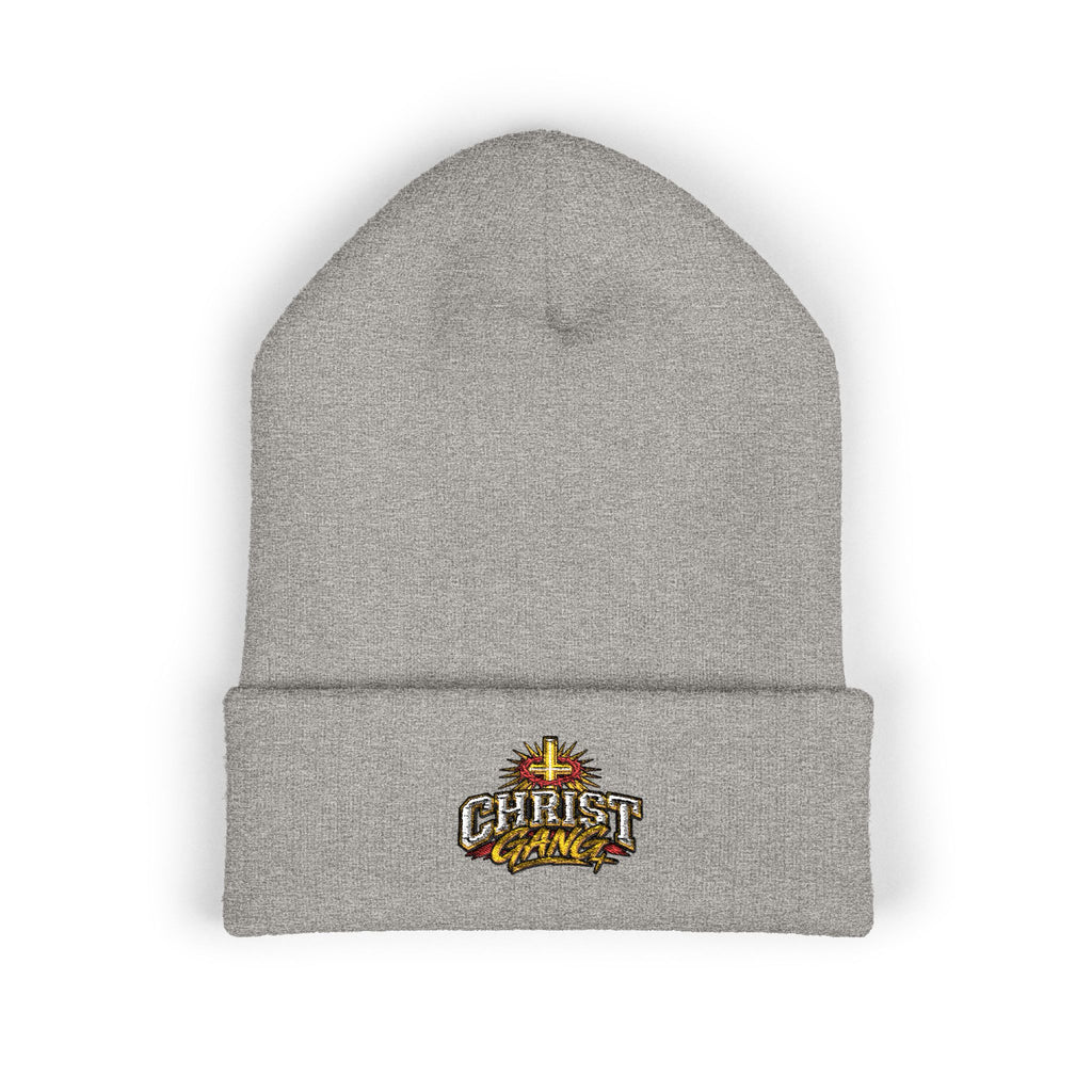 Embroidered Red Christ Gang Cuffed Beanie