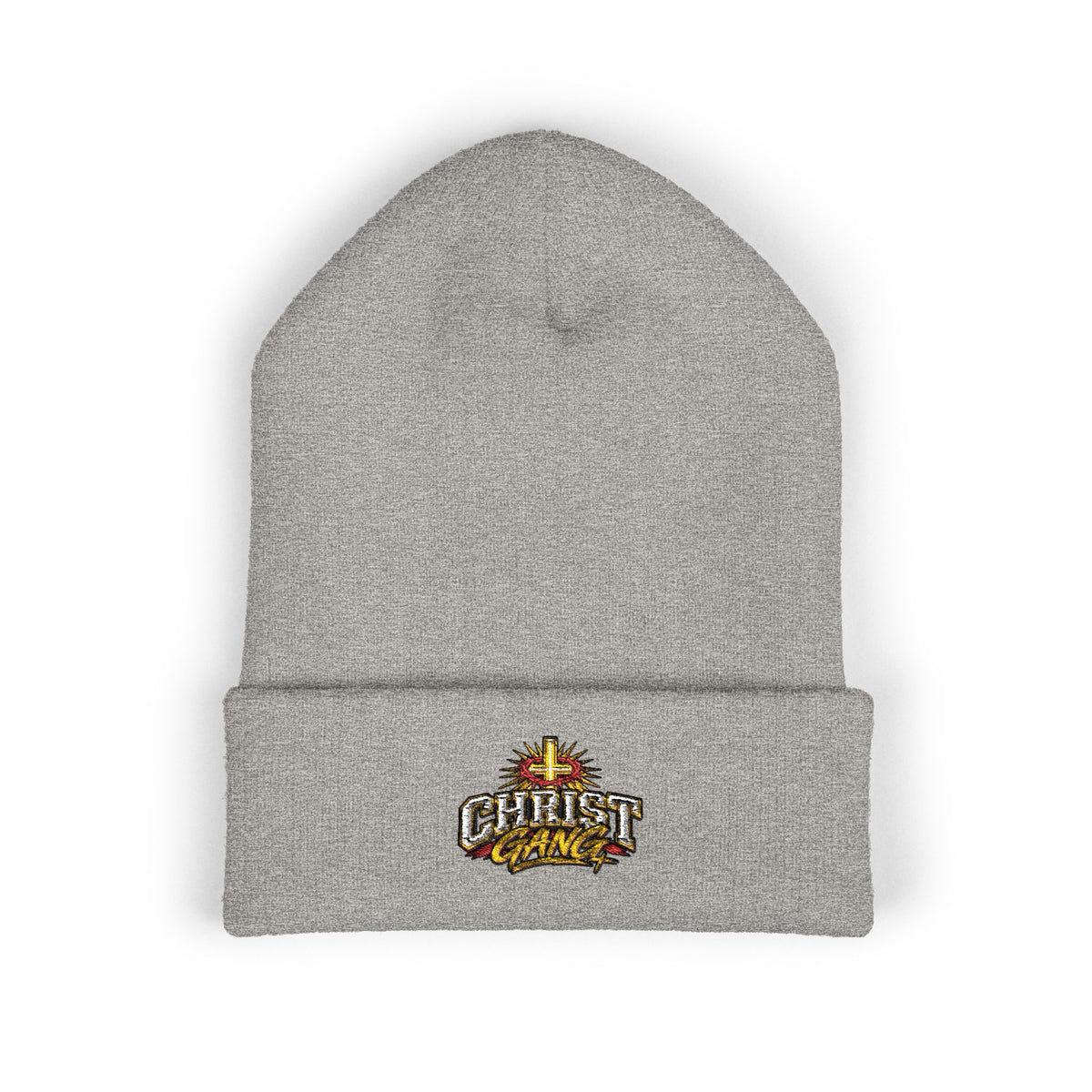Embroidered Red Christ Gang Cuffed Beanie