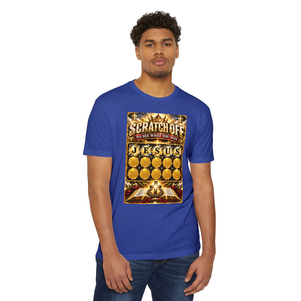 Scratch-Off Faith T-Shirt — "Scratch Off to See What You Win: Jesus" Christian Graphic Tee